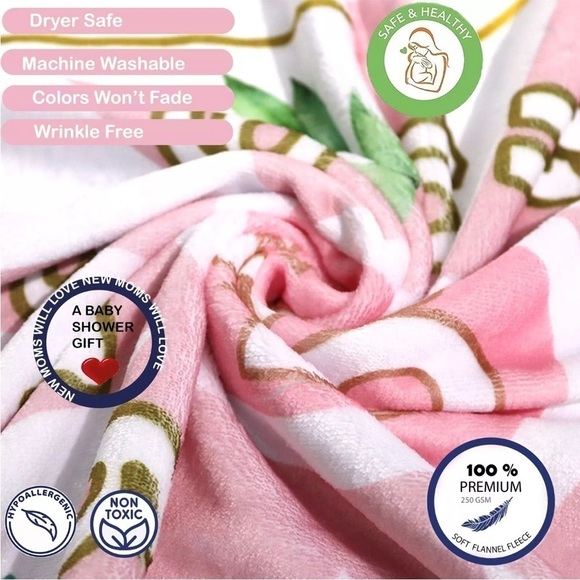 Brand New Floral Boho Baby Monthly Milestone Blanket Photo Prop Pink Baby Shower - Picture 3 of 11